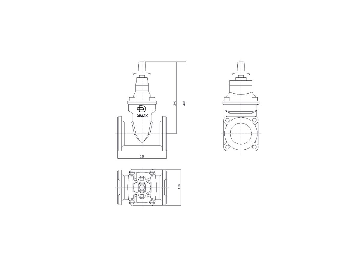 Line Drawing - 100 DIMAX FL PN16 RS GATE VALVE B5
