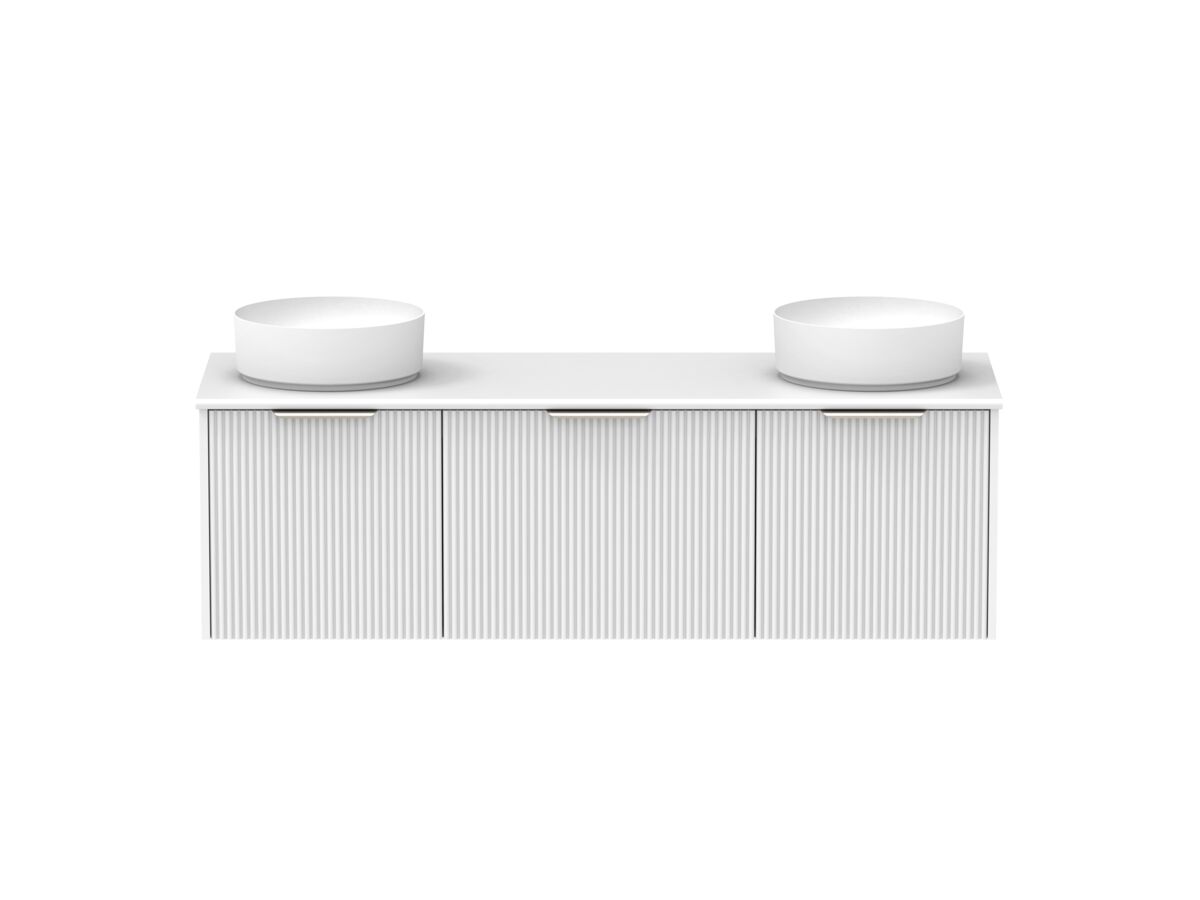 Supporting Image - Kado Neue Fluted Square All Drawer 1500mm Wall Hung Vanity with Double Basin 20mm Top Ultra White
