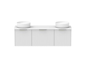 Supporting Image - Kado Neue Fluted Square All Drawer 1500mm Wall Hung Vanity with Double Basin 20mm Top Ultra White