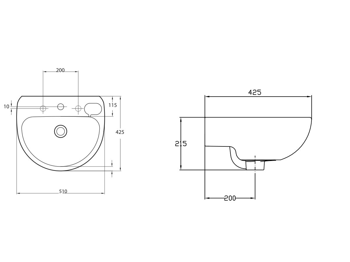 American Standard Studio Wall Basin 500mm White