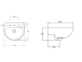 American Standard Studio Wall Basin 500mm White