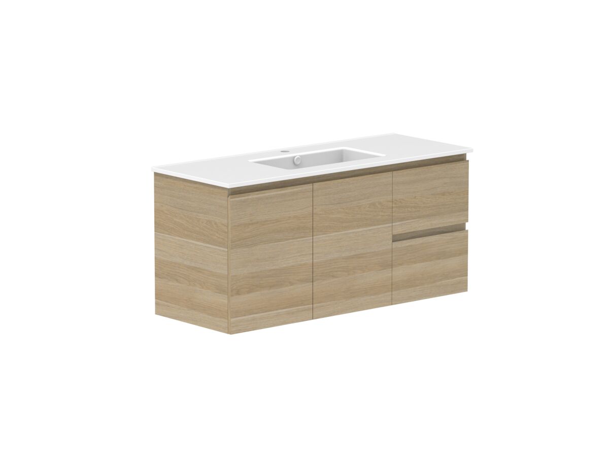 Supporting Image - Posh Domaine 1200mm Wall Hung Vanity Unit Conventional Single Bowl Matte White Ceramic Top