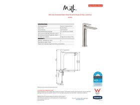 Specification Sheet - Milli Zato Extended Basin Mixer Brushed Nickel (6 Star) Lead Free