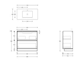 Posh Domaine & Domaine Plus All-Drawer Twin 900mm Floor Mounted Vanity Unit Cast Marble Top Centre Basin
