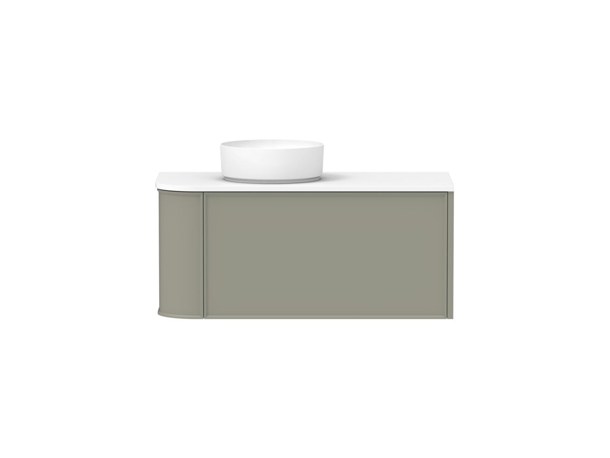 Hero - Kado Era Single Curve All Drawer 1050mm Wall Hung Vanity with Left Hand Basin 20mm Top Wolfram Green