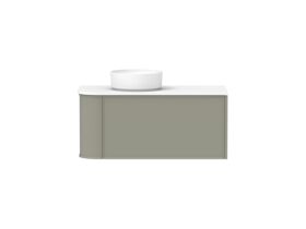 Hero - Kado Era Single Curve All Drawer 1050mm Wall Hung Vanity with Left Hand Basin 20mm Top Wolfram Green