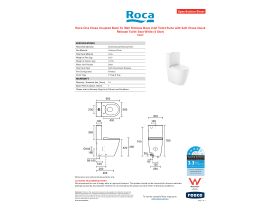 Specification Sheet - Roca Ona Close Coupled Back To Wall Rimless Back Inlet Toilet Suite with Soft Close Quick Release Toilet Seat White (4 Star)