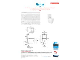 Specification Sheet - Roca Ona Close Coupled Back to Wall Rimless Back Inlet Toilet Suite with Soft Close Quick Release Toilet Seat White (4 Star)