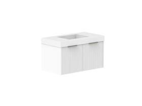 Supporting Image 2- Kado Neue Fluted Square All Drawer 900mm Wall Hung Vanity with Centre Basin 90mm Top Ultra White