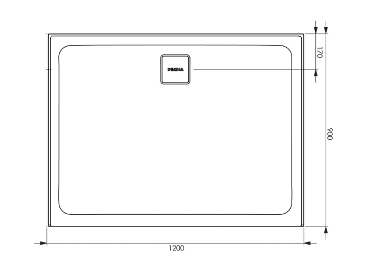 Posh Bristol Luna Shower Base 1200mm x 900mm Rear Outlet 3 Tiling Bead