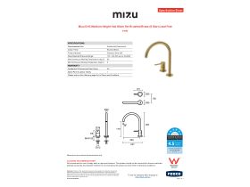 Specification Sheet - Mizu Drift Medium Height Hob Mixer Set Brushed Brass (6 Star) Lead Free