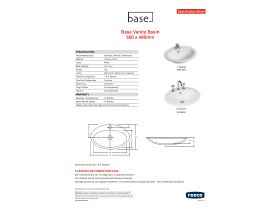 Specification Sheet - Base Vanity Basin 560x480mm White
