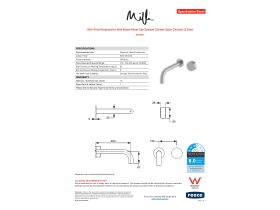 Specification Sheet - Milli Pure Progressive Wall Basin Mixer Tap System 200mm Satin Chrome (3 Star)