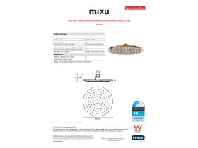 Specification Sheet - Mizu Drift Brass Overhead Shower 200mm Brushed Bronze (3 Star)