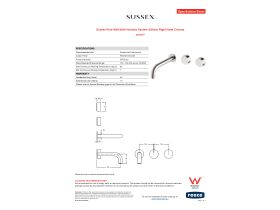 Specification Sheet - Sussex Pure Wall Bath Hostess System 200mm Right Hand Chrome
