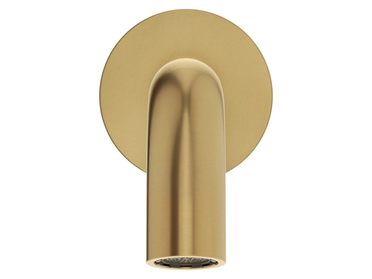 Supporting Image 2 - Mizu Drift Wall Basin/Bath Outlet Curve Spout 160mm Brushed Brass (6 Star) Lead Free - Front