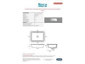 Specification Sheet - Roca Sofia Under Counter Basin 552mm x 392mm No Taphole with Overflow White