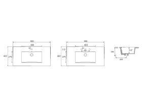 Posh Bristol MK2 Vanity Top Centre Bowl 1 Taphole 900mm