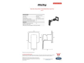 Specification Sheet - Mizu Bloc Shower Mixer Trimset Matte Black Lead Free