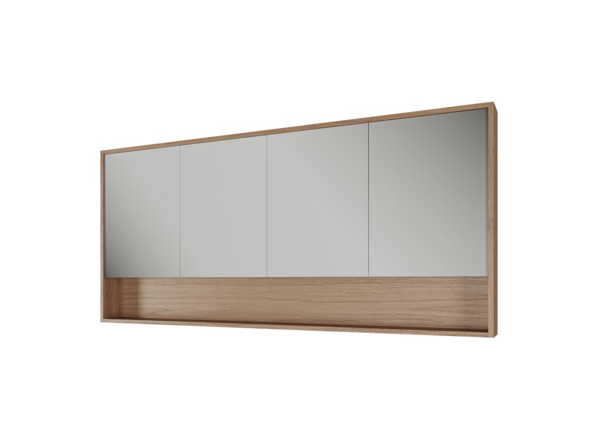 Supporting Image - Kado Aspect 1800mm Mirror Cabinet Four Doors with Shelf and Surround View - Boston Oak Side