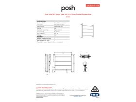 Specification Sheet - Posh Solus MK2 Heated Towel Rail 700 x 700mm Polished Stainless Steel
