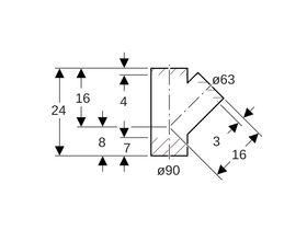 Geberit HDPE DWV Y-Branch 90mm-63mm x 45 Degree