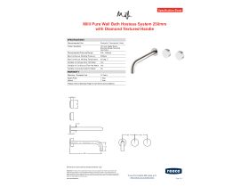 Specification Sheet - Milli Pure Wall Bath Hostess System 250mm Right Hand with Diamond Textured Handles