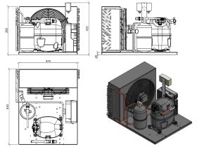 Tecumseh AJ2 HTA Condensing Unit 1HP R404 MHBP CAJT9510ZMHR-FZ-1 with Pressure Control