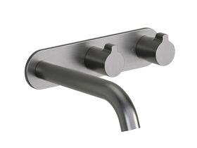 Supporting Image - Faucet Strommen Vara Fin Wall Basin / Bath Hostess Tap System Right Hand 150mm Trimset Brushed Graphite (6 Star) Lead Free