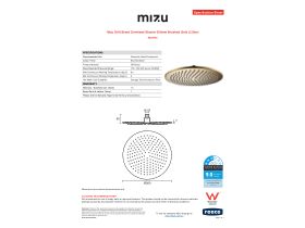 Specification Sheet - Mizu Drift Brass Overhead Shower 300mm Brushed Gold (3 Star)