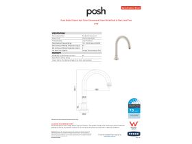 Specification Sheet - Posh Bristol Swivel Hob Outlet Gooseneck 25mm White/Gold (4 Star) Lead Free
