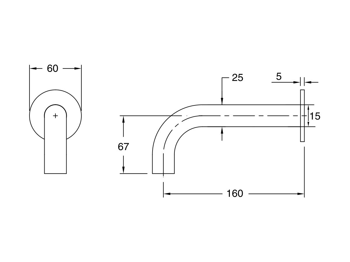 Sussex Pure Wall Bath Outlet 160mm