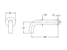 Sussex Pure Wall Bath Outlet 160mm