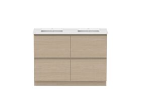 Hero - Posh Domaine All-Drawer Twin 1200mm Floor Mounted Vanity Unit Double Bowl Matte White Ceramic Top