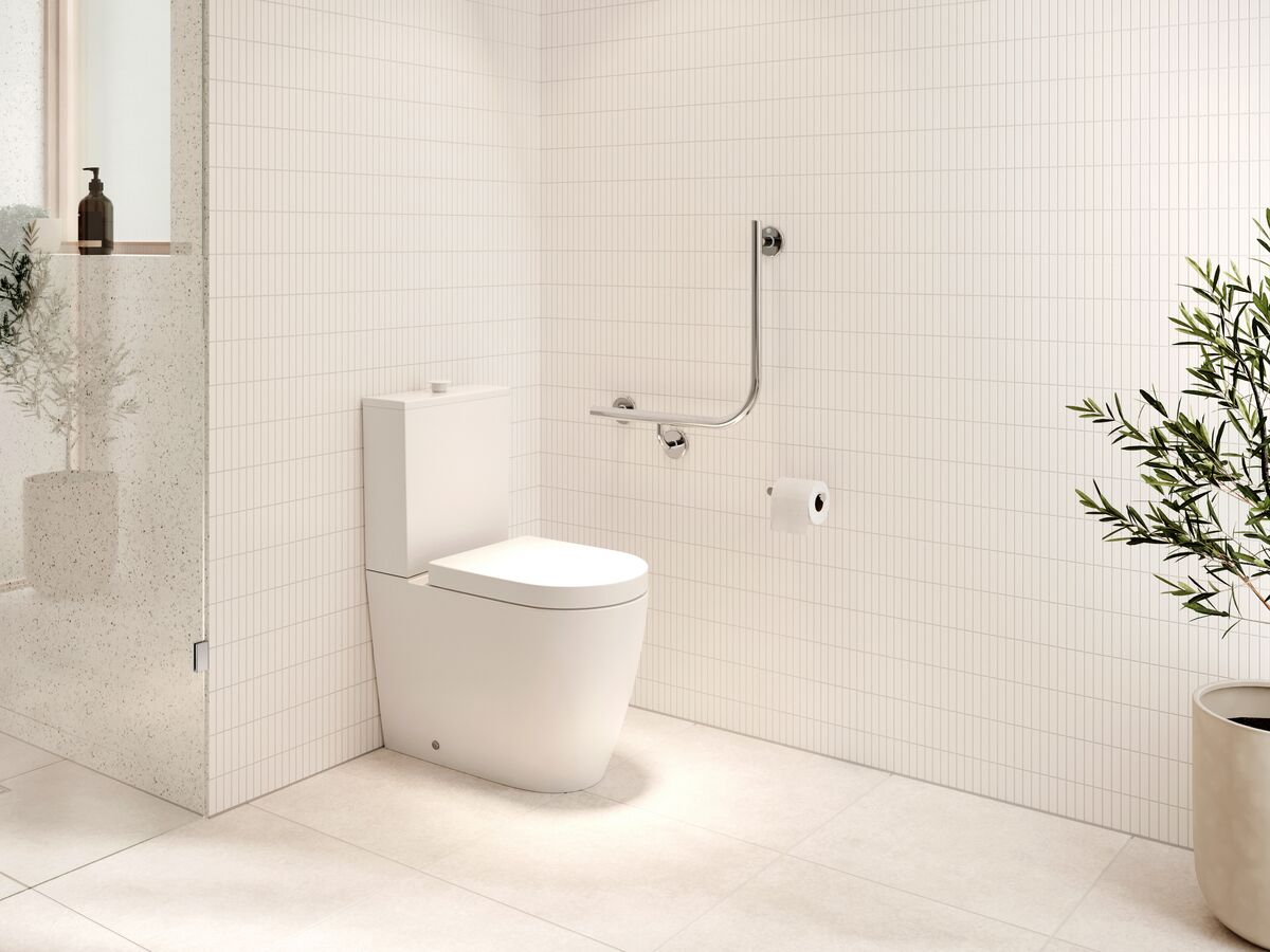 In Situ - Mizu Commercial Bathroom - Wolfen Close Coupled Back to Wall Toilet Chrome