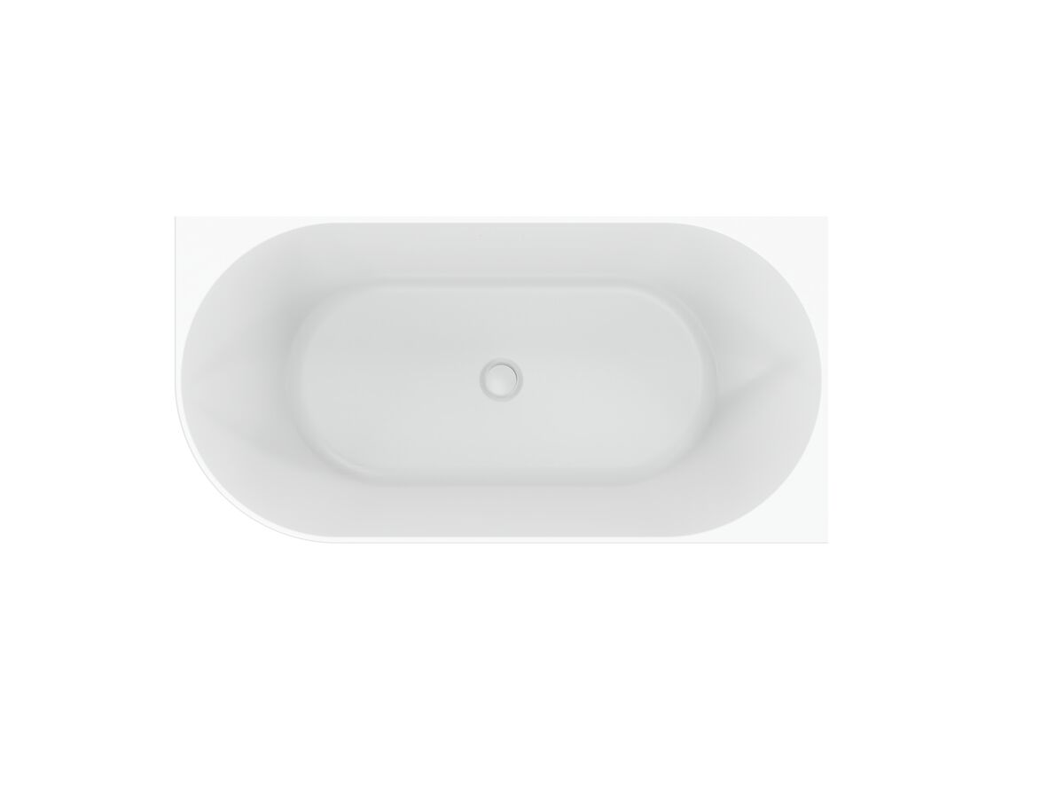 Supporting Image - Posh Solus Back to Corner Freestanding Bath 1500mm Right Corner with Overflow Matte White - Top View