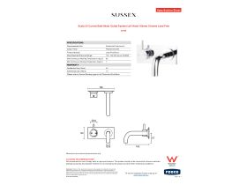 Specification Sheet - Scala 25 Curved Bath Mixer Outlet System Left Hand 160mm Chrome Lead Free
