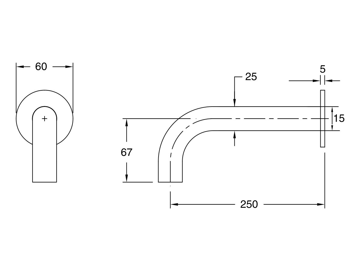 Sussex Pure Wall Basin Outlet 250mm (3 Star)