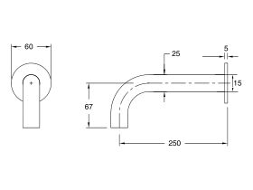 Sussex Pure Wall Basin Outlet 250mm (3 Star)