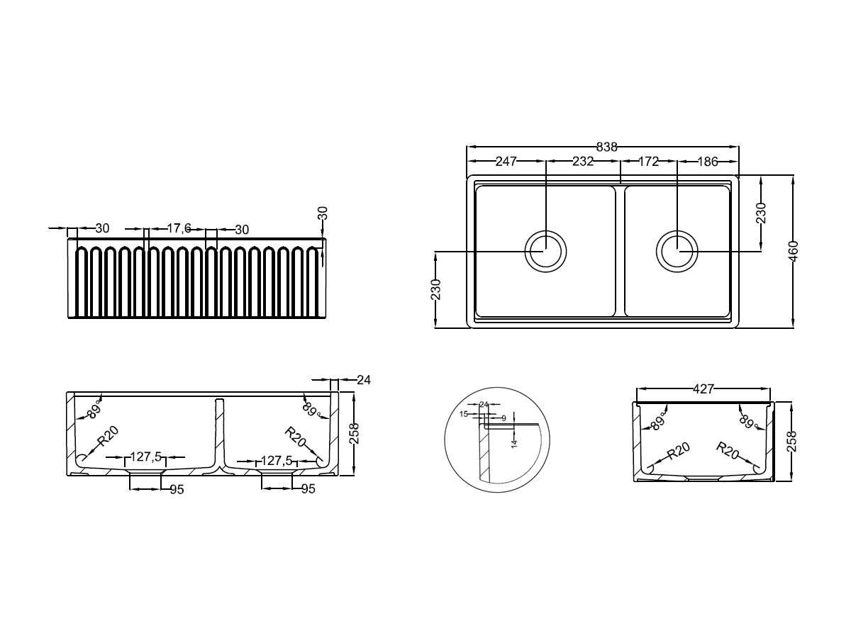 Memo Harper 1 3/4 Butler Sink Fireclay