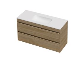 Hero - Posh Domaine Twin 1200 2 Drawer Wall Hung Vanity Colour Console Top Matte White Mineral Cast No Taphole