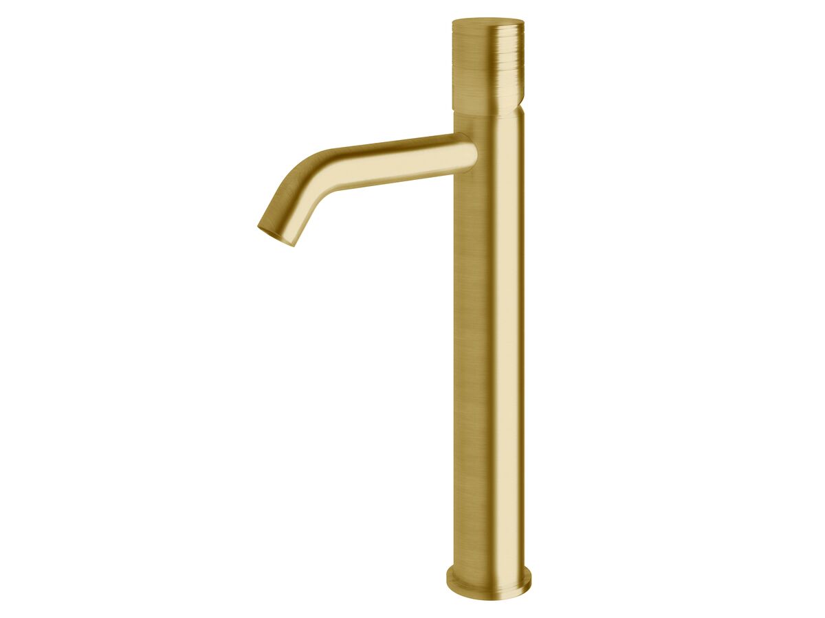 Sussex Pure Extended Basin Mixer Tap Curved Spout with Cirque Textured Handle PVD Brushed Gold (5 Star)