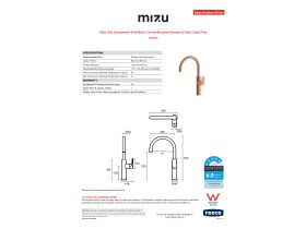 Specification Sheet - Mizu Silk Gooseneck Sink Mixer Curved Brushed Bronze (5 Star) Lead Free