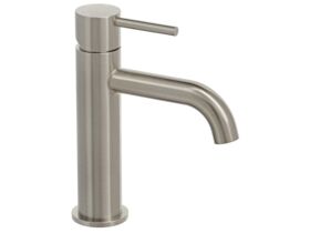 Mizu Drift Basin Mixer Curve Spout Brushed Nickel (6 Star)