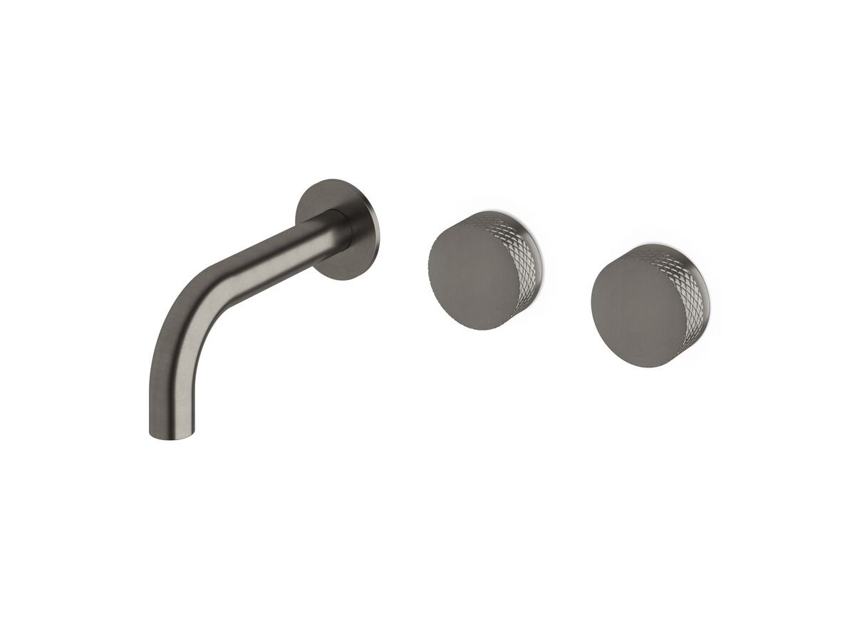 Sussex Pure Wall Bath Hostess System 160mm Right Hand with Diamond Textured Handles PVD Brushed Gunmetal