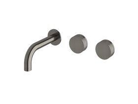 Sussex Pure Wall Bath Hostess System 160mm Right Hand with Diamond Textured Handles PVD Brushed Gunmetal