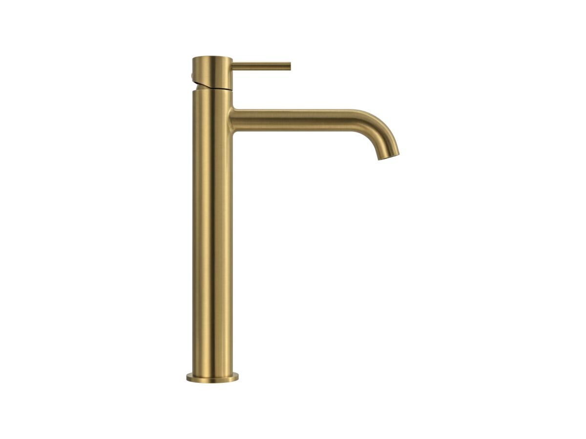 Supporting Image 1 - Mizu Drift Extended Basin Mixer Curved Spout Brushed Brass (6 Star) Lead Free