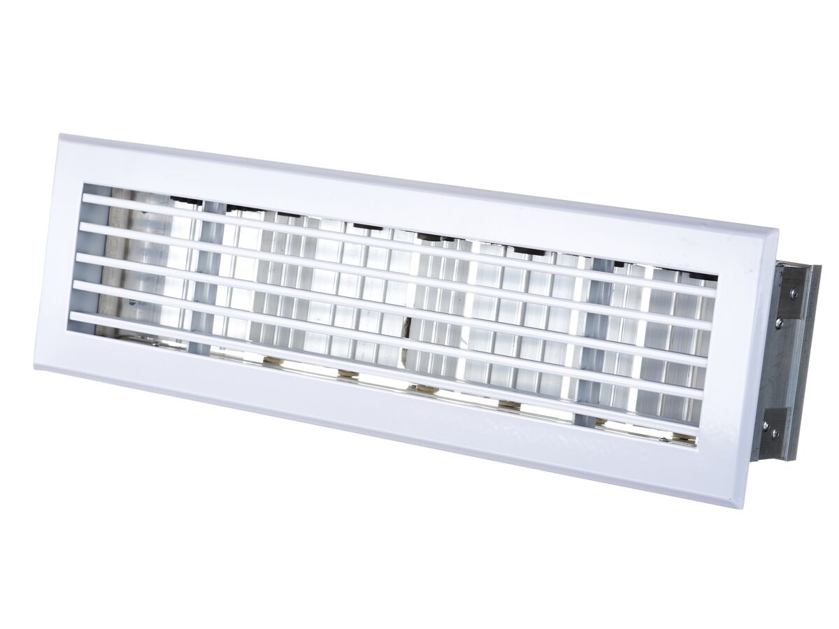 Airform Linear Bar Floor Register White 400mm x 100mm
