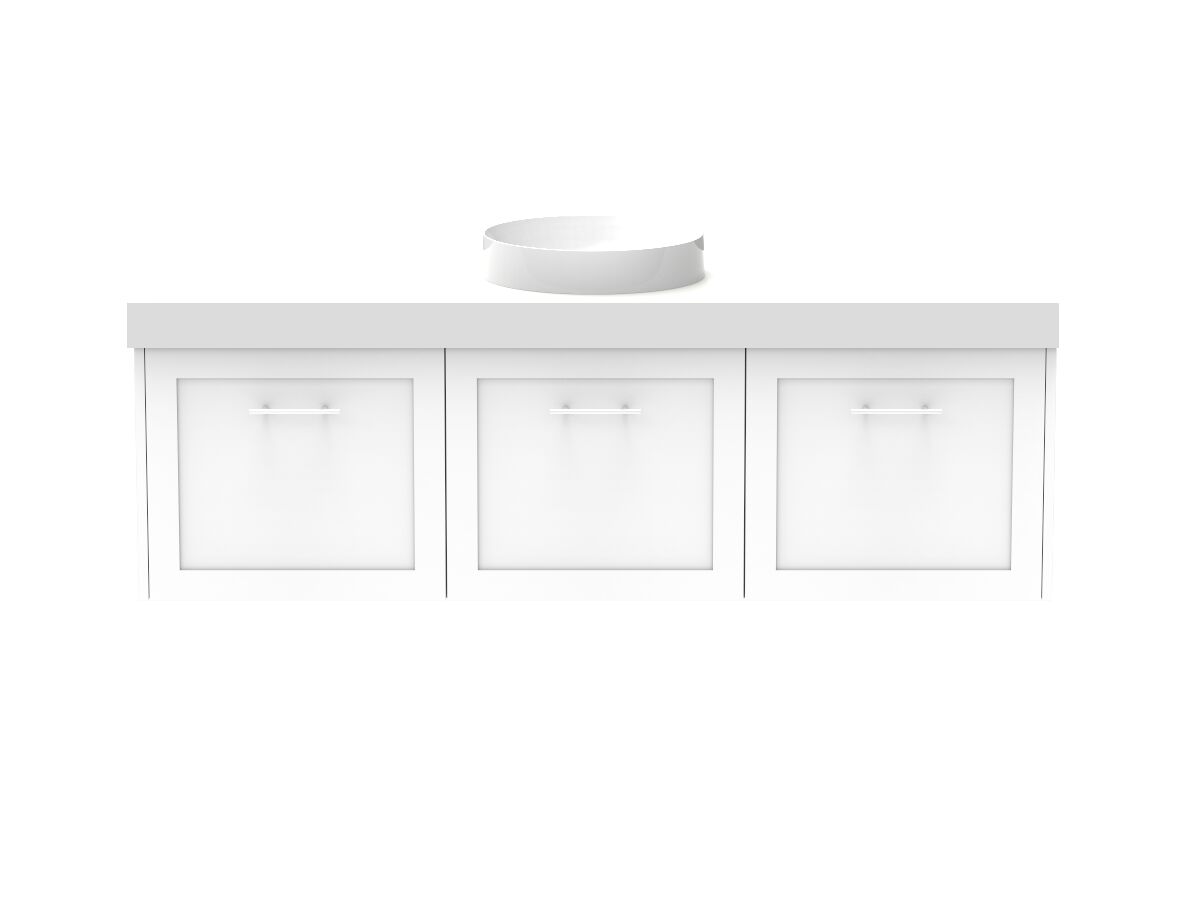 Supporting Image - Kado Lux All Door 1500mm Wall Hung Vanity Centre Basin 90mm - White - Front