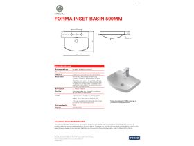 Technical Guide - Caroma Forma Inset Vanity Basin 1 Taphole with Overflow